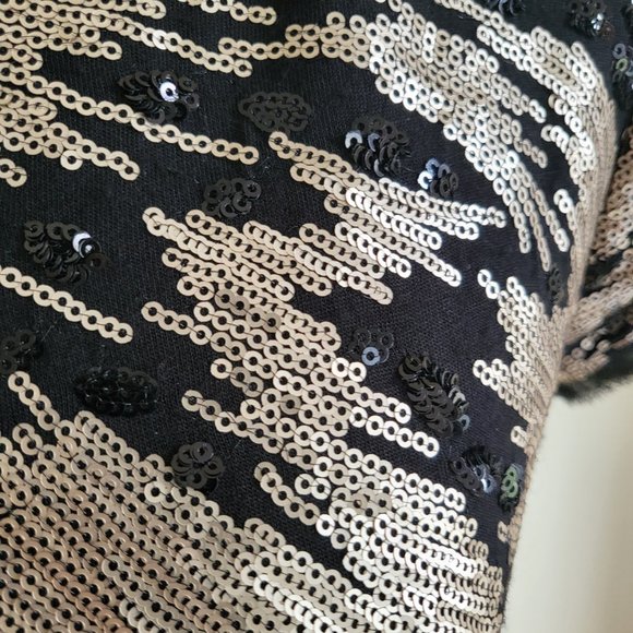 Eliza J, Sequined Shift Dress, Black and Bronze, Size 8 - Picture 11 of 14